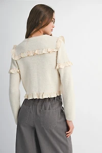 Cream Ruffle Knit Sweater