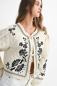 Floral Embroidery Quilted Jacket