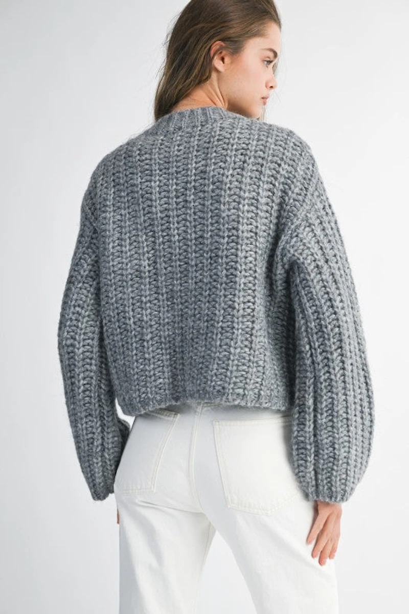 Grey Chunky Knit Cardigan