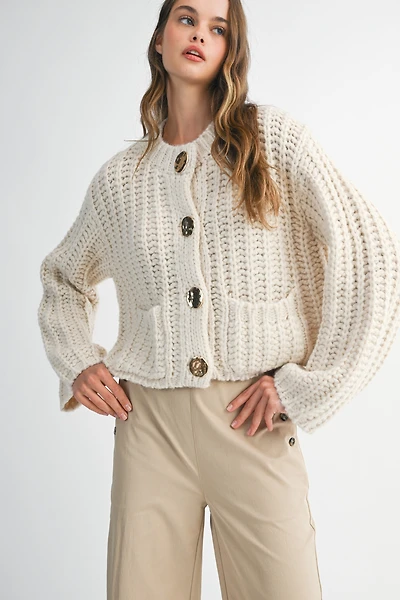 Cream Chunky Knit Cardigan