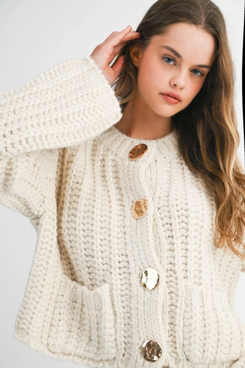 Cream Chunky Knit Cardigan