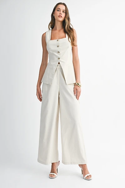 Oatmeal Button Down Top & Pant Set