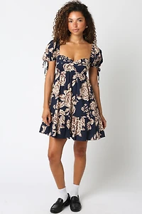 Navy & Cream Floral Babydoll Dress