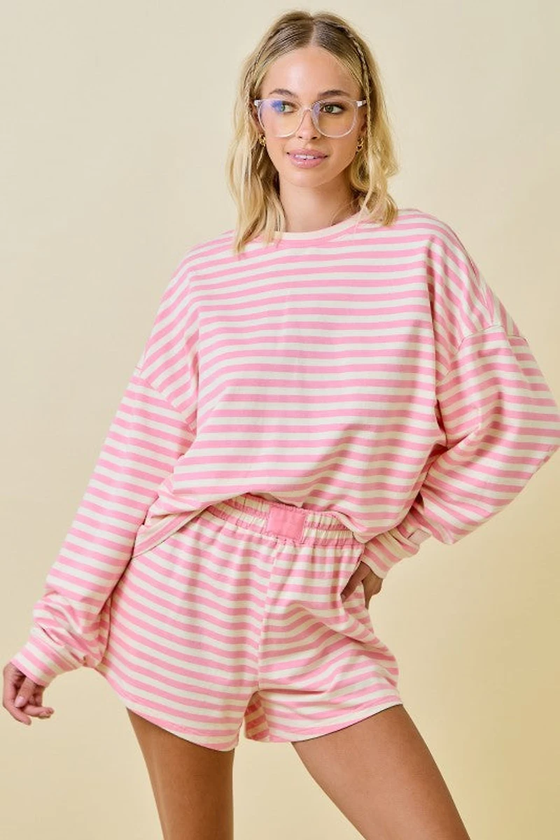 Pink/Cream Striped Terry Set