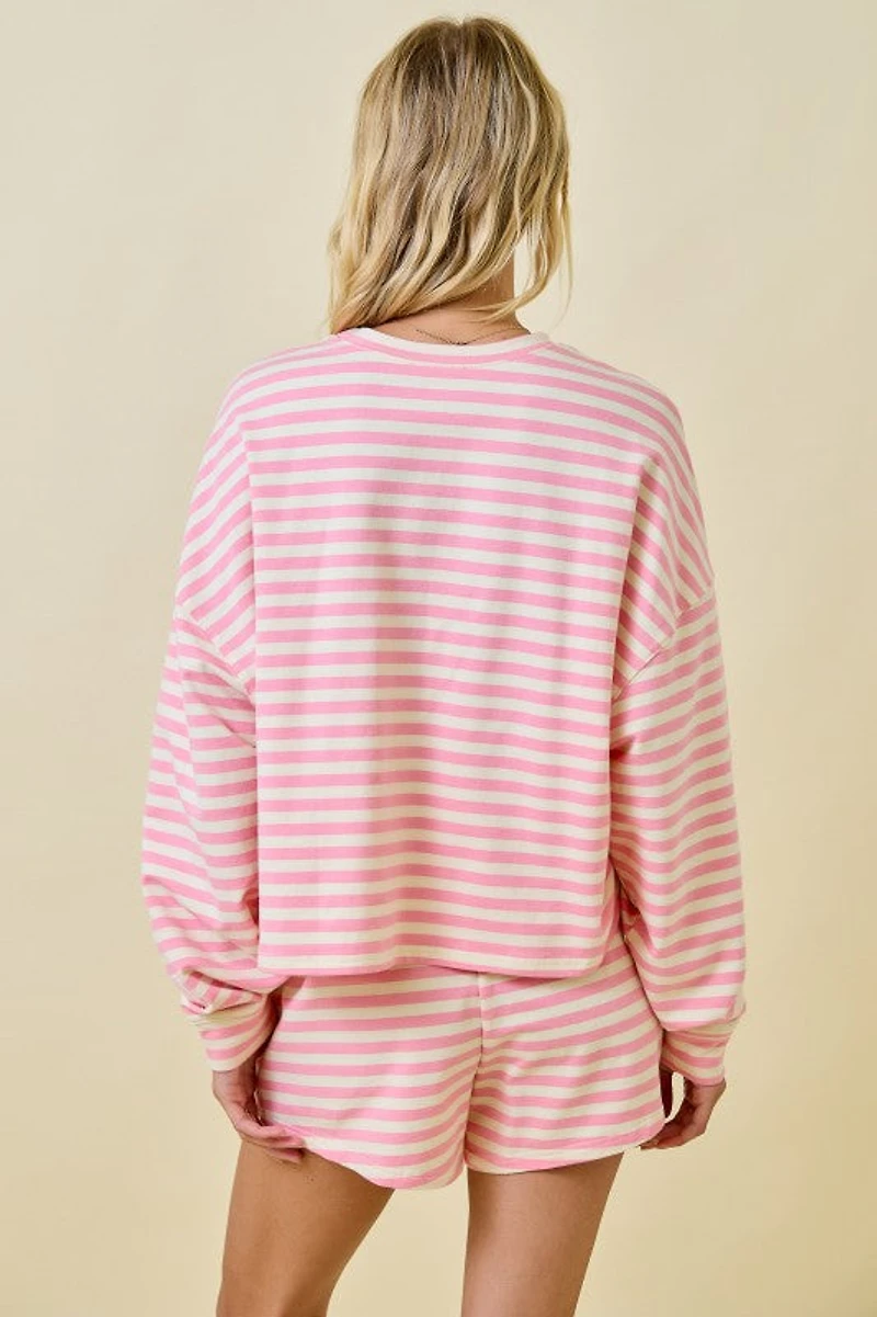 Pink/Cream Striped Terry Set