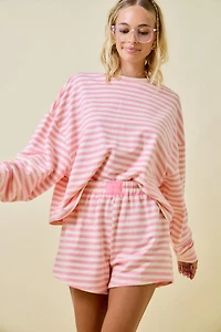 Pink/Cream Striped Terry Set