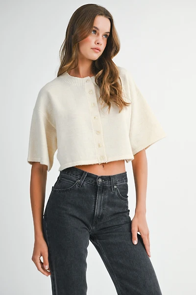 Half Sleeve Crop Cardigan