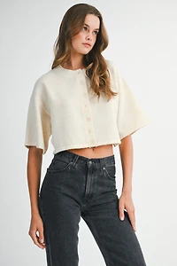 Half Sleeve Crop Cardigan