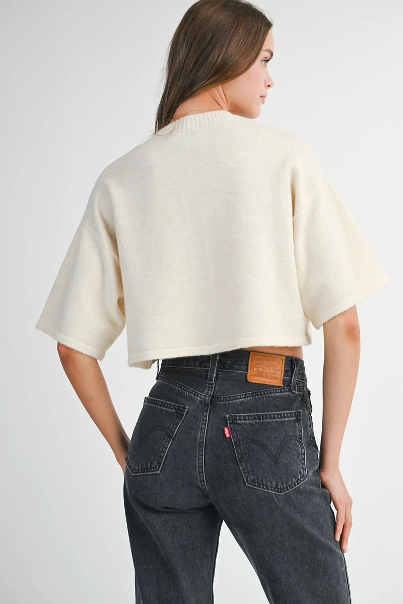 Half Sleeve Crop Cardigan