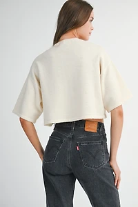 Half Sleeve Crop Cardigan