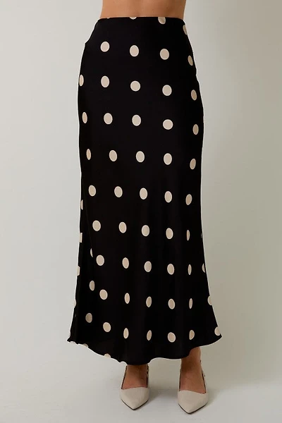 Black Polka Dot Midi Skirt