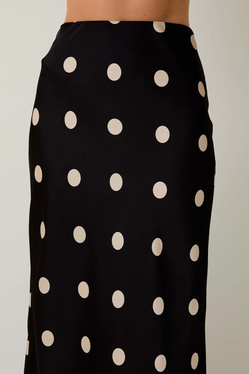 Black Polka Dot Midi Skirt