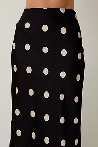 Black Polka Dot Midi Skirt