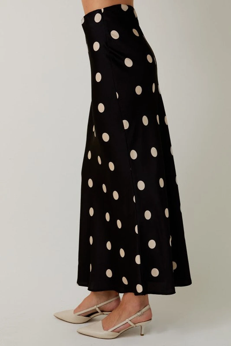 Black Polka Dot Midi Skirt