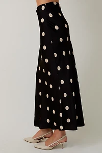 Black Polka Dot Midi Skirt