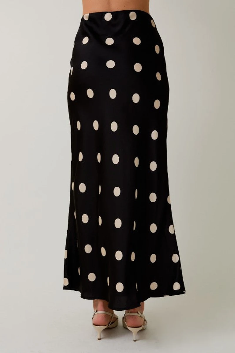 Black Polka Dot Midi Skirt