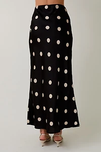 Black Polka Dot Midi Skirt