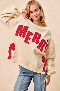 Cream/Red Merry Christmas Sweatshirt