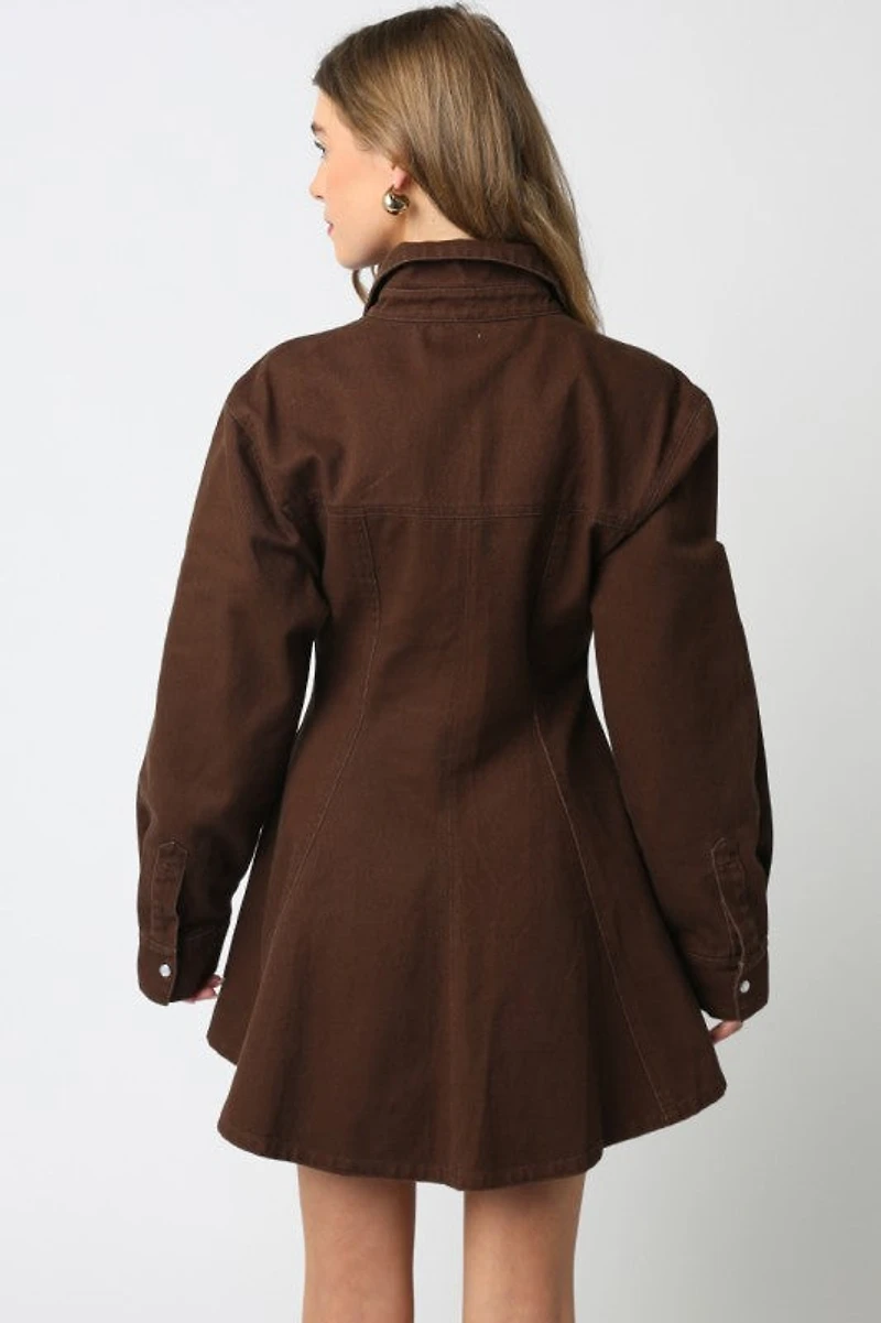 Brown Lea Button Dress