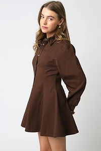 Brown Lea Button Dress