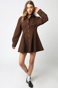 Brown Lea Button Dress