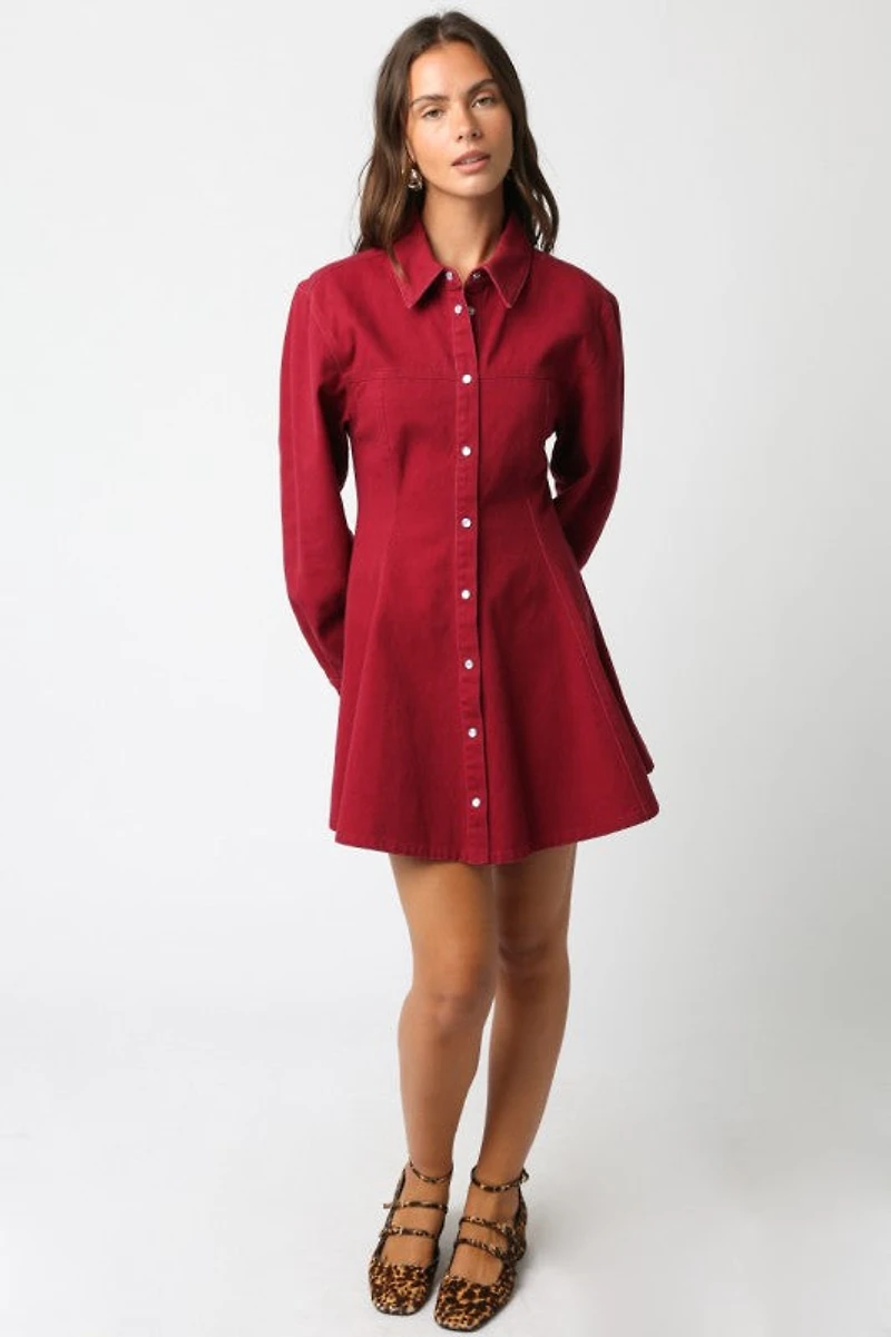 Burgundy Lea Button Dress
