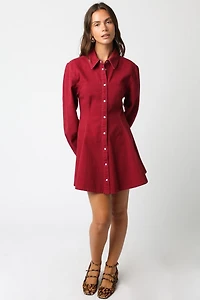 Burgundy Lea Button Dress