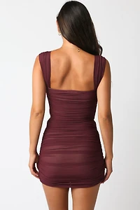 Red Mesh Mini Dress