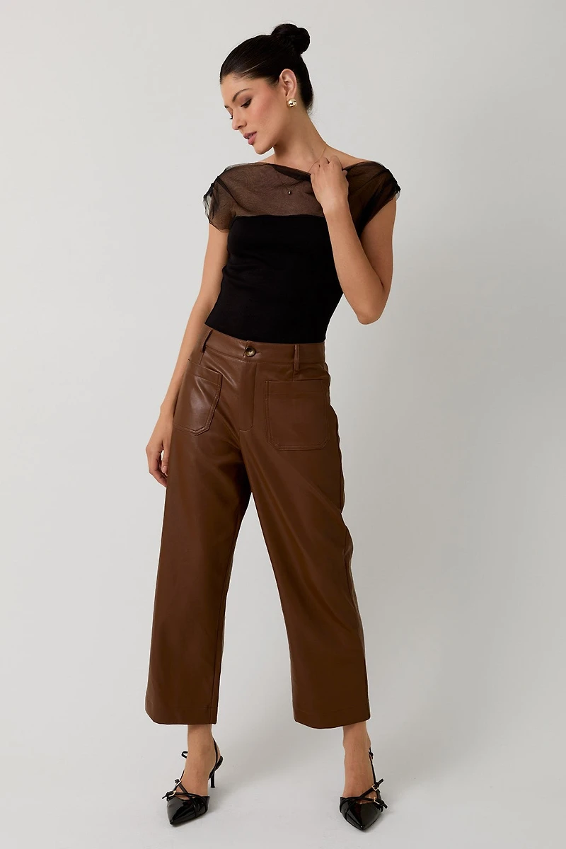 Black Mesh Drape Top