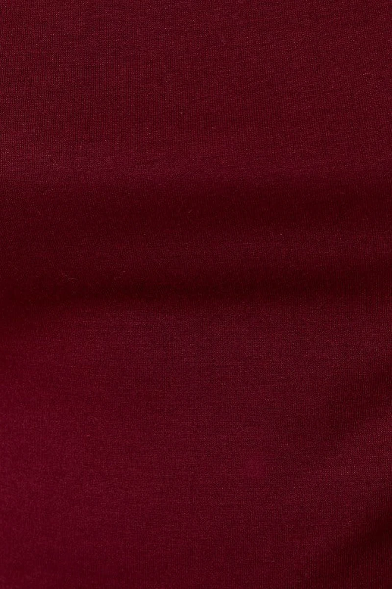 Burgundy Mesh Drape Top