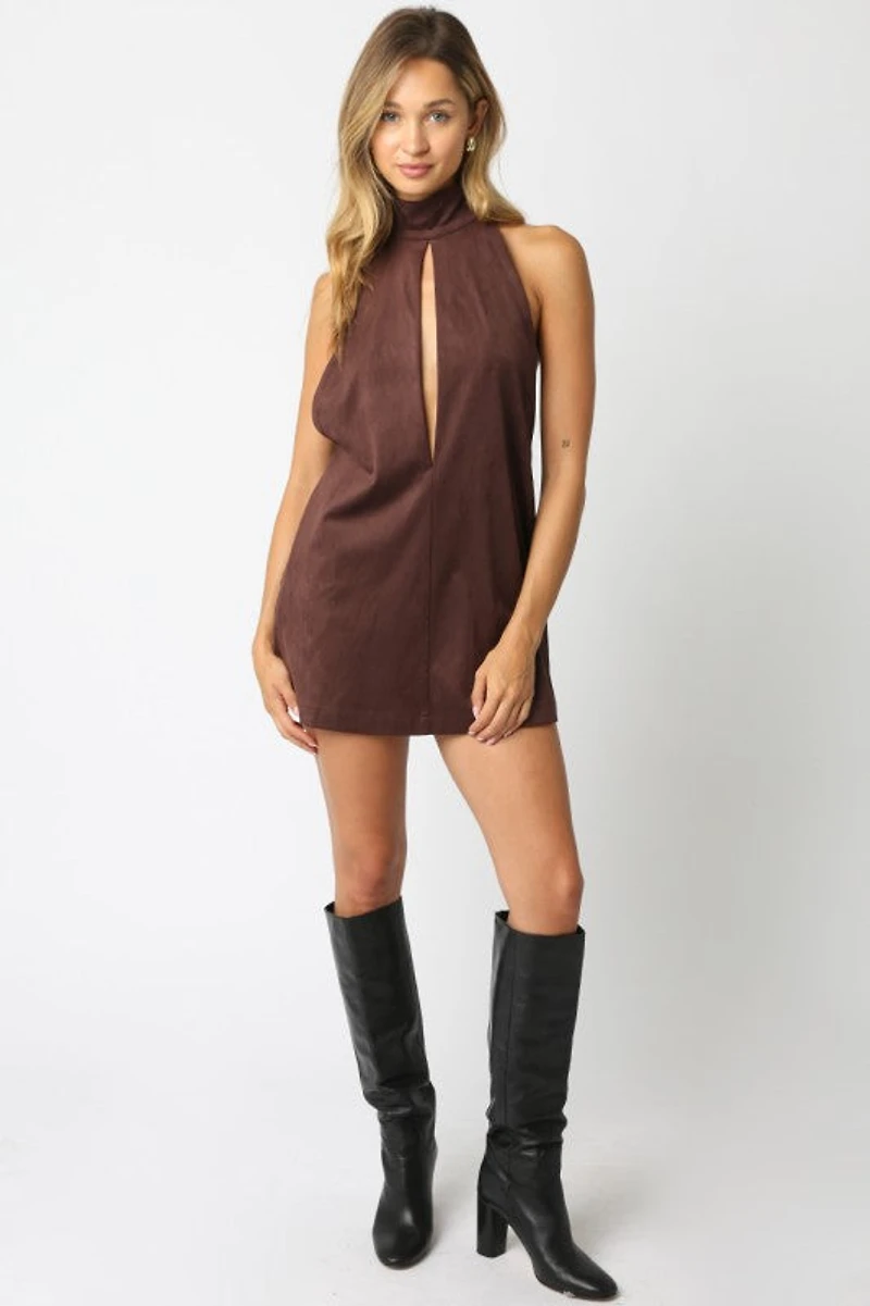 Brown Gina Halter Dress