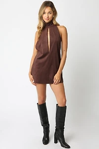 Brown Gina Halter Dress