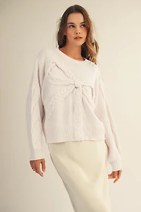 Cream Bow Knit Sweater