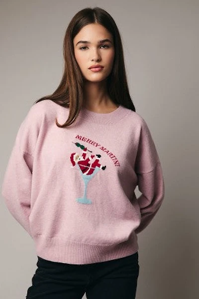 Pink 'merry Martini' Sweater Top
