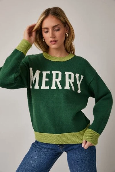Green "Merry" Sweater