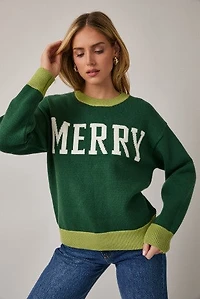 Green "Merry" Sweater