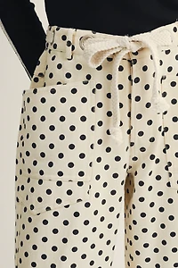 Black Polka Dot on Cream Barrel Pants
