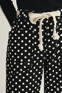 Cream Polka Dot on Black Barrel Pants