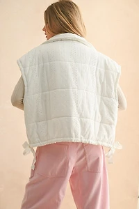 White Lace Trim Puff Vest