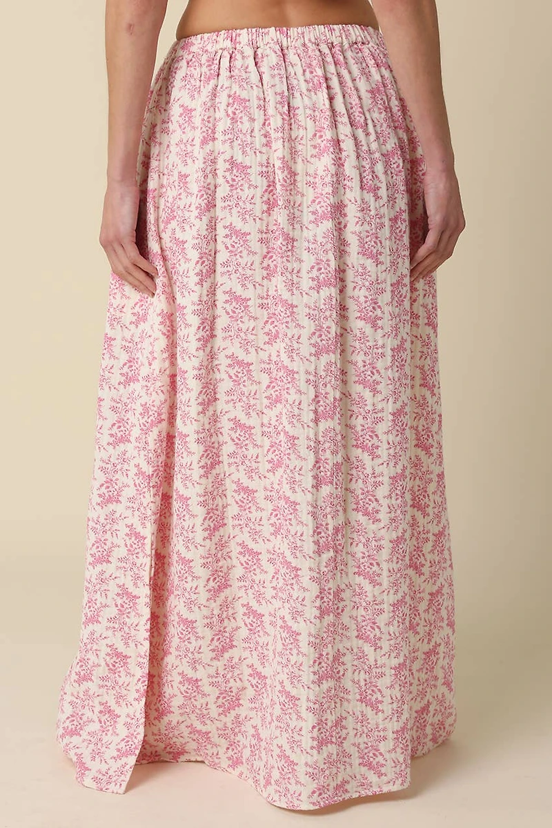 Pink Floral Maxi Skirt