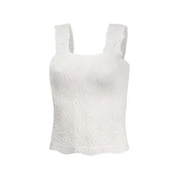 White Flower Jacquard Tank