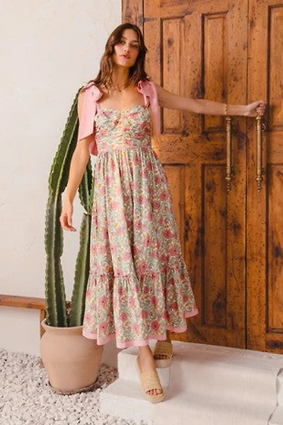 Pink Floral Dress With Ribbon Strap