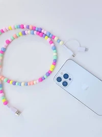 Pastel Rainbow Beaded Phone Charger