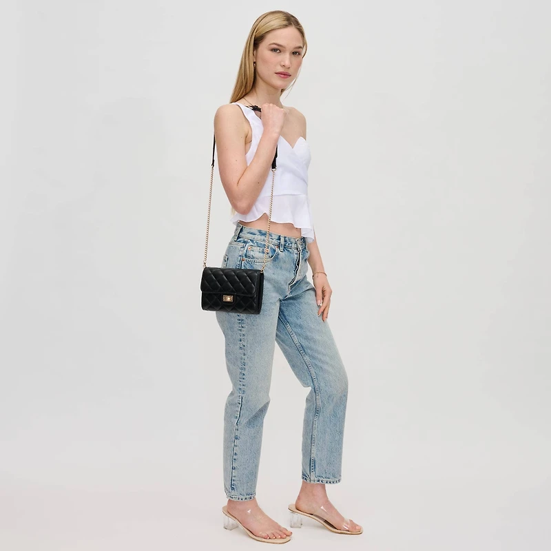 Black Winona Quilted Multi-Compartment Crossbody