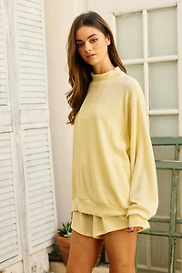 Yellow Mock Neck Ribbed Sweatshirt