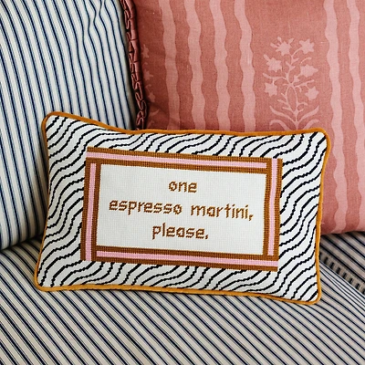 Espresso Martini Needlepoint Pillow