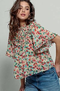 Aurora of Ruffle Short Sleeve Blouse