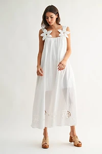 Embroidered Floral Shoulder Maxi Dress