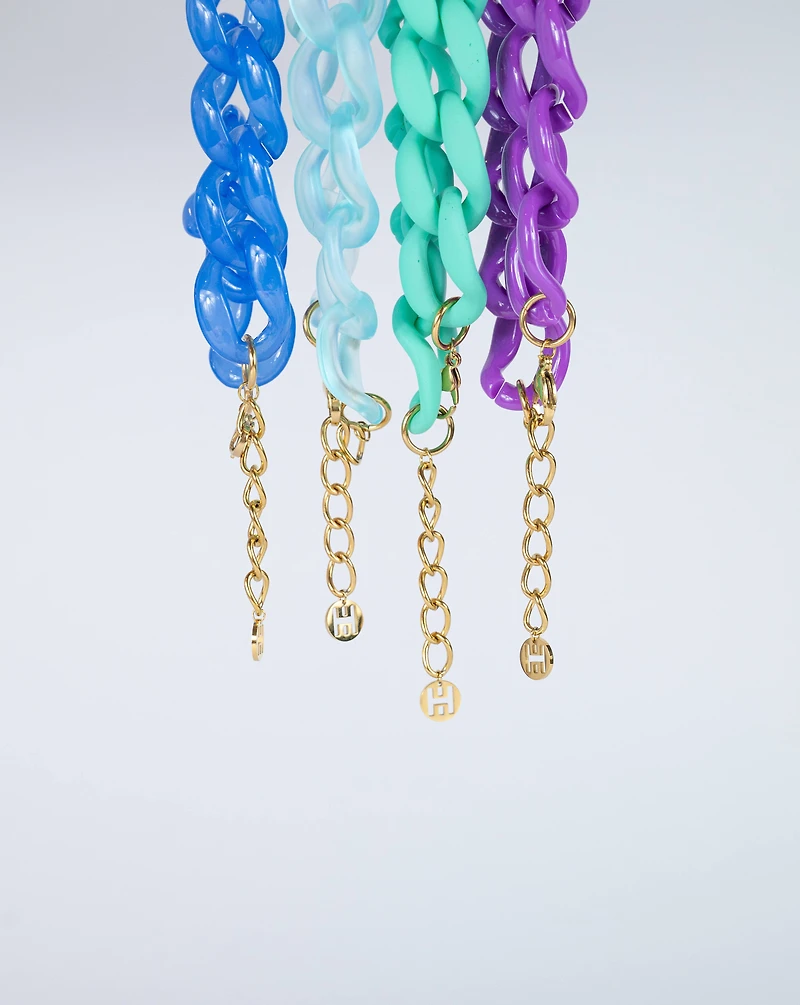 Blue Frost Acrylic Chain Link Necklace