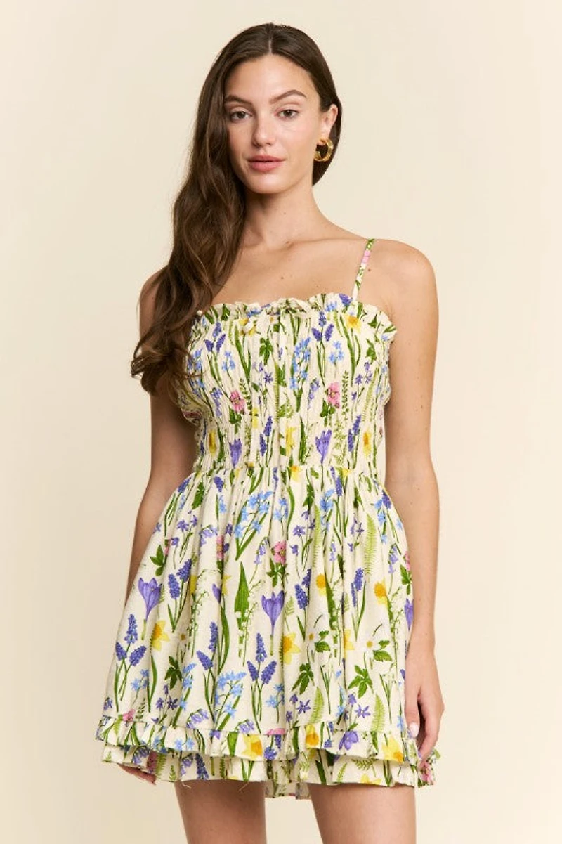 Floral Print Pattern Layered Dress